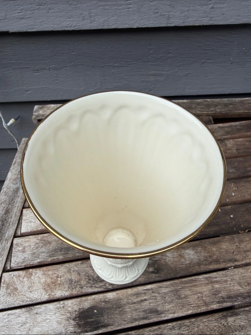 Classic Lenox Classique Ivory Fluted Ceramic Vase with Gold Accent